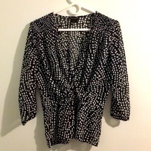 Ann Taylor Polka Dot Sheer V-Neck Blouse
